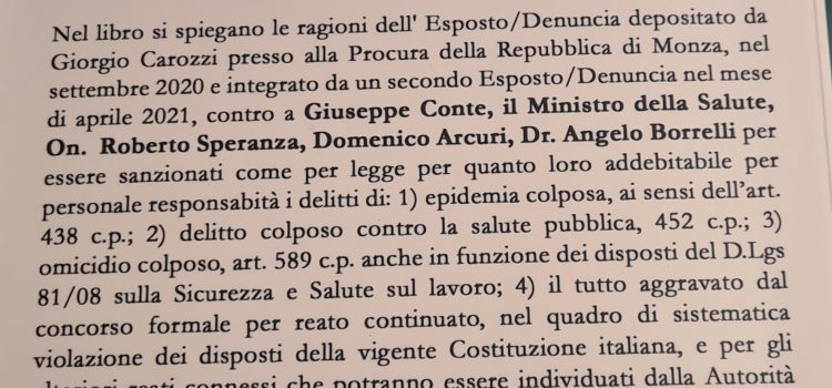 Il libro dell’avvocato Giorgio Carozzi ha anticipato l’inchiesta di Bergamo sulla pandemia da Covid